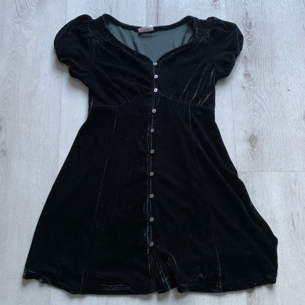 GAP Teen Black Velvet Button-Front Dress Girls' Size 12